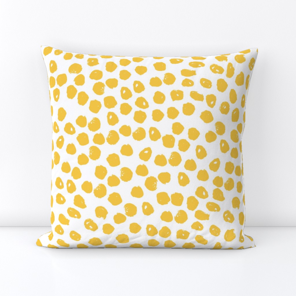 Inky Dots - Golden Yellow/White Background by Andrea Lauren