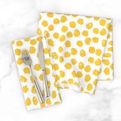 Inky Dots - Golden Yellow/White Background by Andrea Lauren