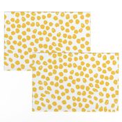 Inky Dots - Golden Yellow/White Background by Andrea Lauren