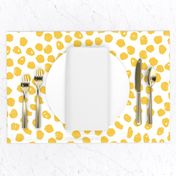 Inky Dots - Golden Yellow/White Background by Andrea Lauren