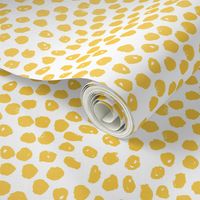 Inky Dots - Golden Yellow/White Background by Andrea Lauren