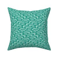 wavy scallop in teal and olive