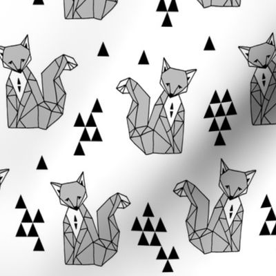 fox // sitting fox grey minimal monochrome gender neutral baby nursery fox quilt fox fabric by andrea lauren