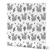 fox // sitting fox grey minimal monochrome gender neutral baby nursery fox quilt fox fabric by andrea lauren