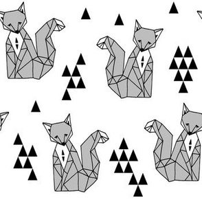 fox // sitting fox grey minimal monochrome gender neutral baby nursery fox quilt fox fabric by andrea lauren