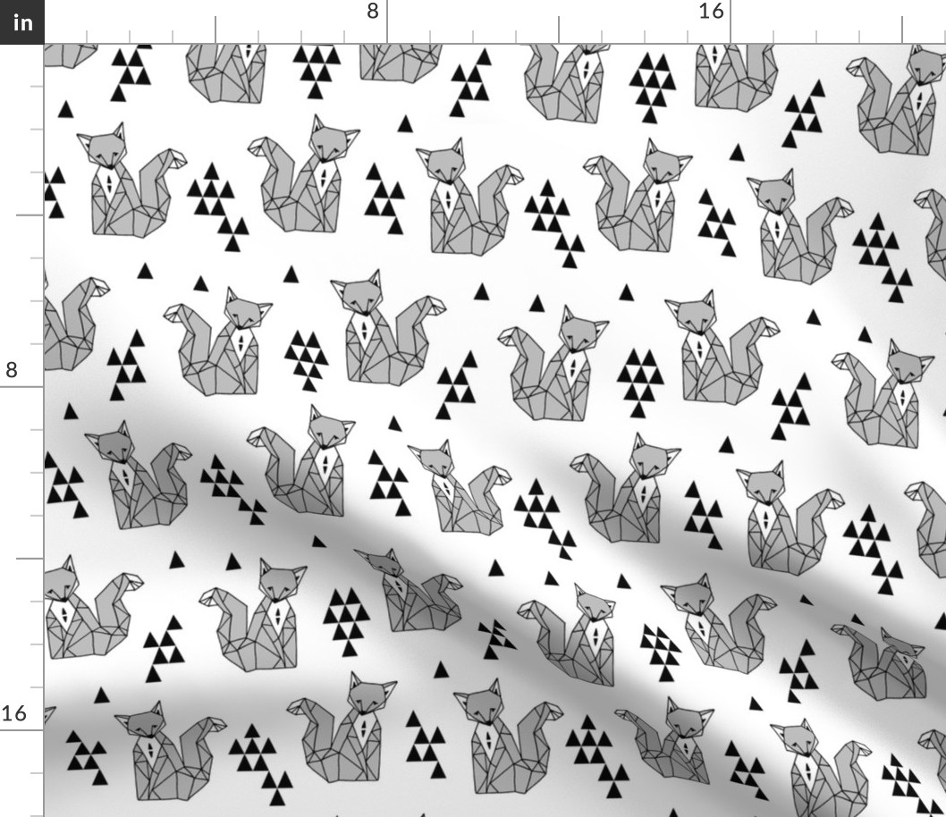 fox // sitting fox grey minimal monochrome gender neutral baby nursery fox quilt fox fabric by andrea lauren