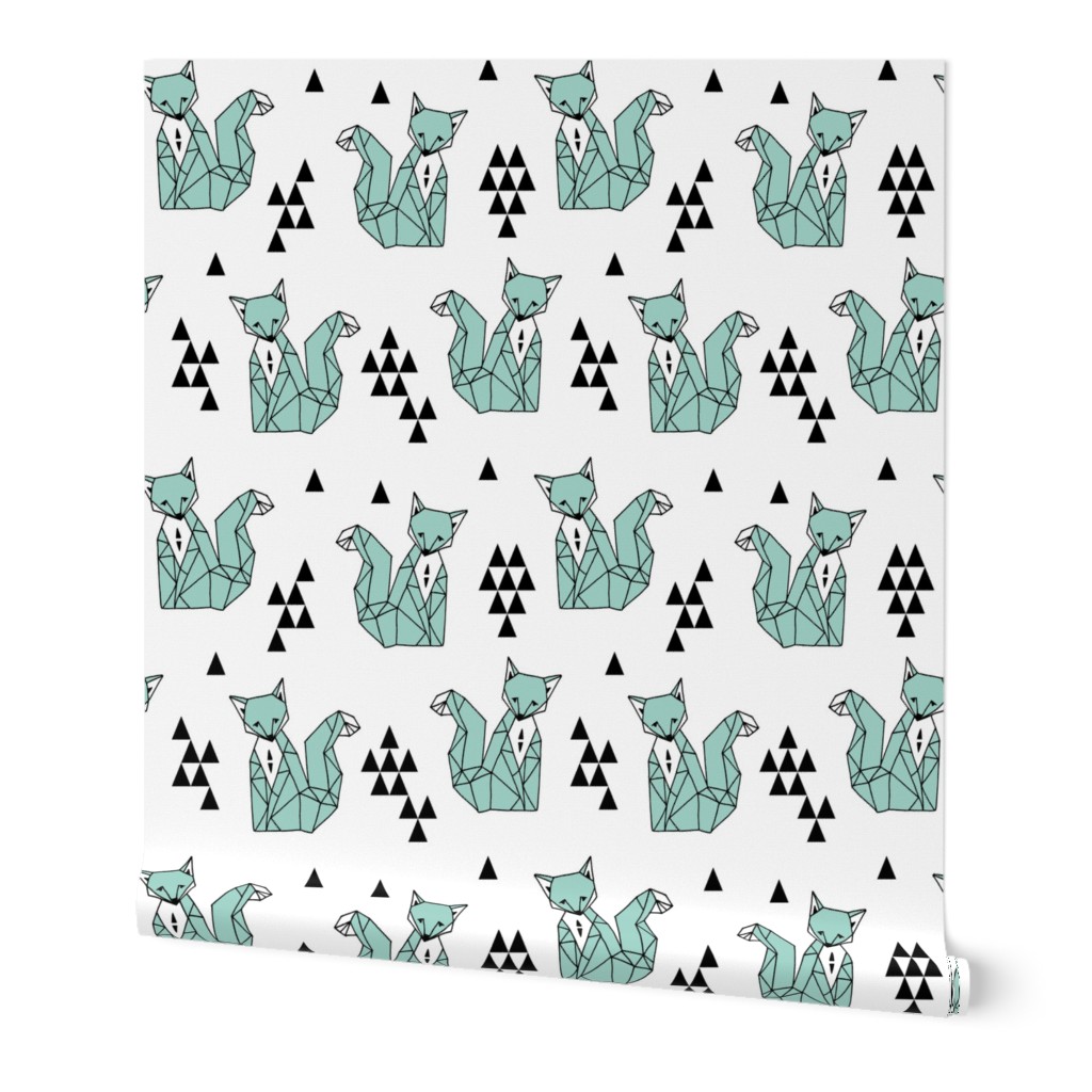 fox // geo fox geometric fox triangles baby kids nursery sweet little mint foxes