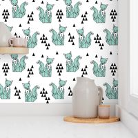 fox // geo fox geometric fox triangles baby kids nursery sweet little mint foxes