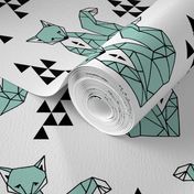 fox // geo fox geometric fox triangles baby kids nursery sweet little mint foxes