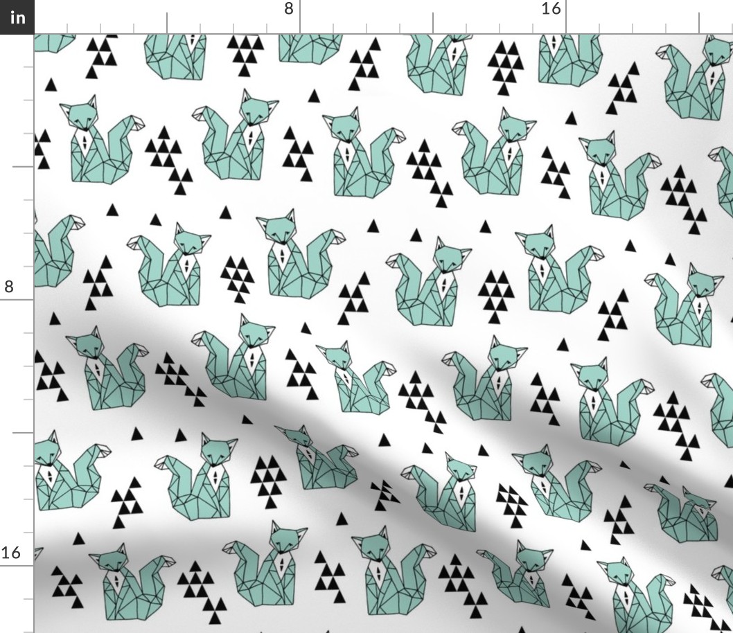 fox // geo fox geometric fox triangles baby kids nursery sweet little mint foxes