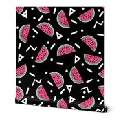 Watermelon Party - Black/Pink/Light Jade with zigzags and triangles by Andrea Lauren