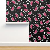 Watermelon Party - Black/Pink/Light Jade with zigzags and triangles by Andrea Lauren