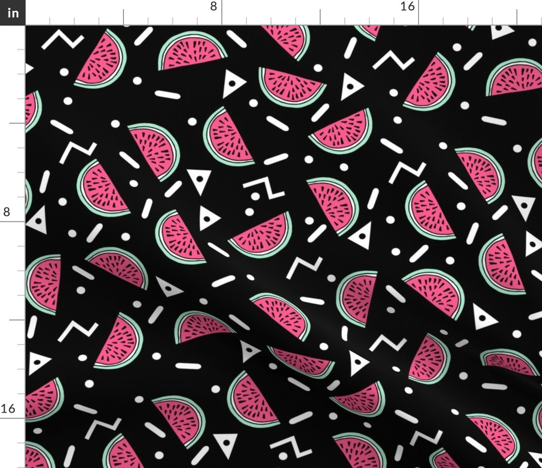 Watermelon Party - Black/Pink/Light Jade with zigzags and triangles by Andrea Lauren
