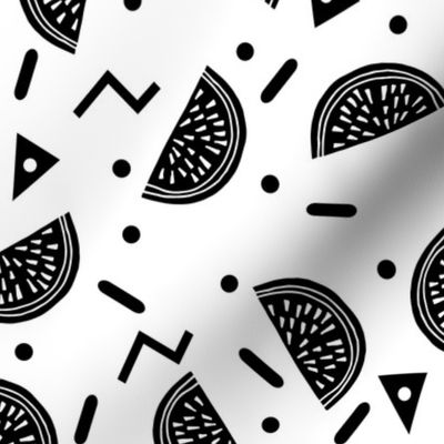 Watermelon Party - Black and White Minimal Monochrome Version by Andrea Lauren