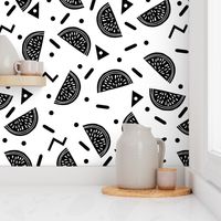 Watermelon Party - Black and White Minimal Monochrome Version by Andrea Lauren