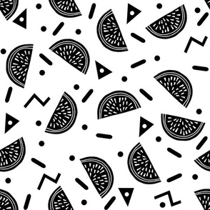 Watermelon Party - Black and White Minimal Monochrome Version by Andrea Lauren