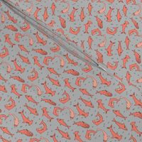 sharks // shark fabric grey and coral shark design shark pattern sharks shark print andrea lauren