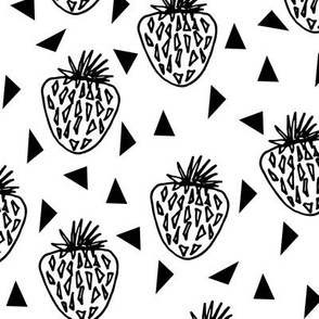 strawberry // strawberries black and white sweet fruits summer black and white