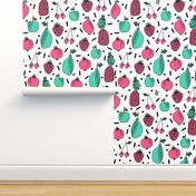 Party Fruits - Pink/Light Jade/White background by Andrea Lauren