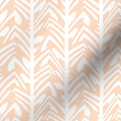 chevron feather in peach pink on white