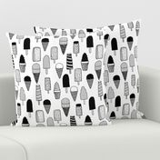 ice cream fabric  // ice cream cones black and white kids fun tropical summer sweets fabric print design