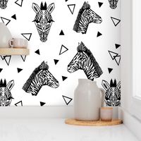 Zebra - Black and White with Triangles Monochromatic design by Andrea Lauren