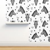 Zebra - Black and White with Triangles Monochromatic design by Andrea Lauren