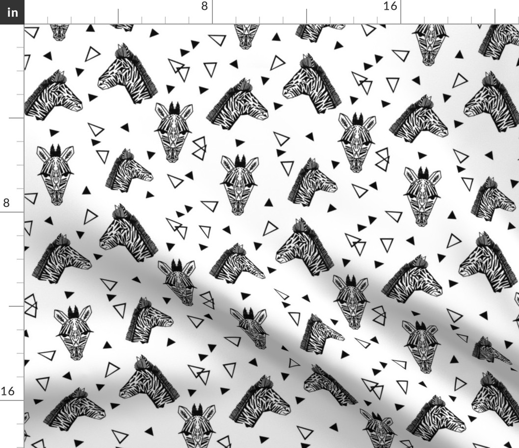 Zebra - Black and White with Triangles Monochromatic design by Andrea Lauren