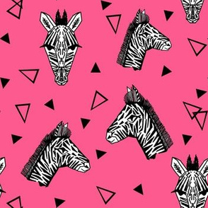 Zebra - Black and White and Pink design by Andrea Lauren - Pink, Triangles, Black and White Animal design by Andrea Lauren