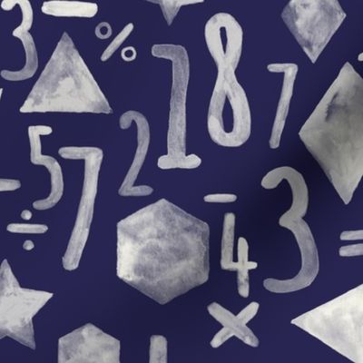 Painting and Numbers - monochromatic maths in cream & navy