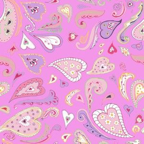 Heart Paisley pink on pink