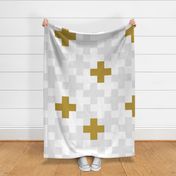 Wholecloth Plus Quilt Top // Mustard and Light Grey