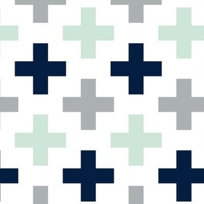 Multi Cross // Northern Lights - grey/navy/mint