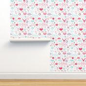 Love for Valentine hearts deer lips cupid arrows and text design