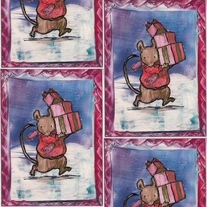 christmas mouse encaustic painting