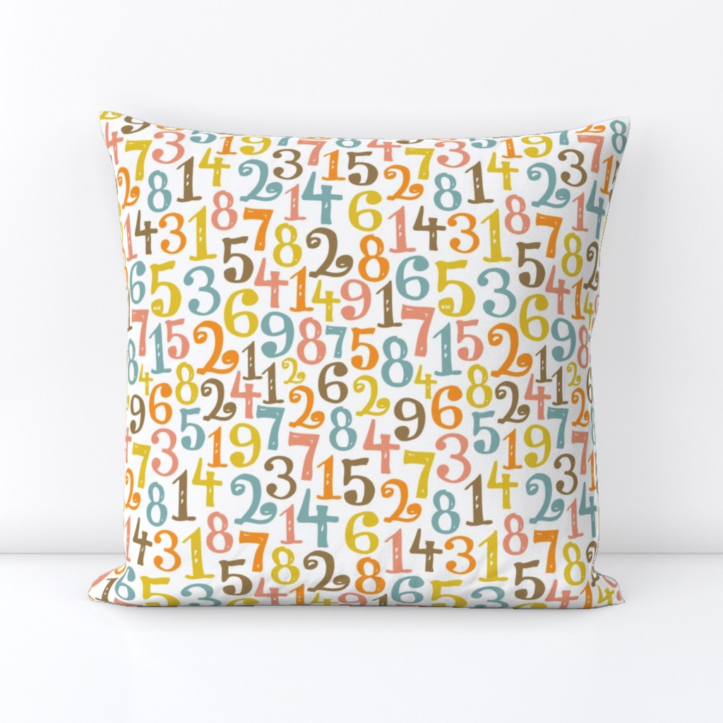 M - Elementary Numbers - Yellow Orange Pink Blue Brown White Retro Back To School Math Teacher Classroom