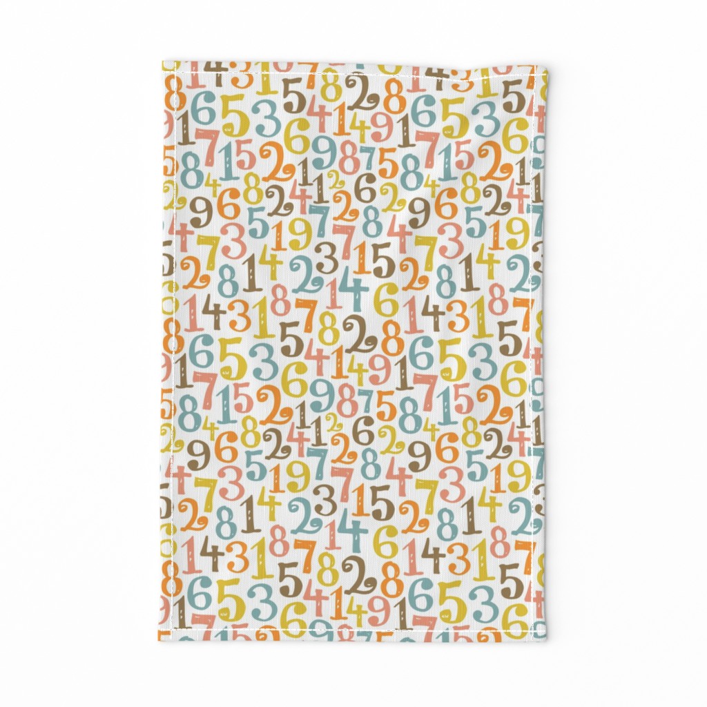 M - Elementary Numbers - Yellow Orange Pink Blue Brown White Retro Back To School Math Teacher Classroom