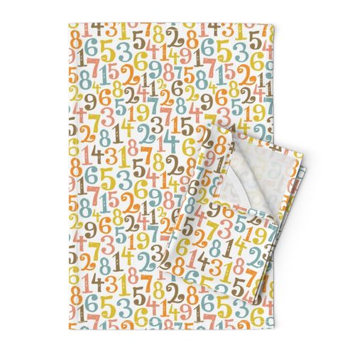 M - Elementary Numbers - Yellow Orange Pink Blue Brown White Retro Back To School Math Teacher Classroom