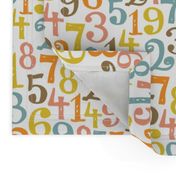 M - Elementary Numbers - Yellow Orange Pink Blue Brown White Retro Back To School Math Teacher Classroom