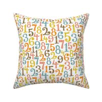 M - Elementary Numbers - Yellow Orange Pink Blue Brown White Retro Back To School Math Teacher Classroom