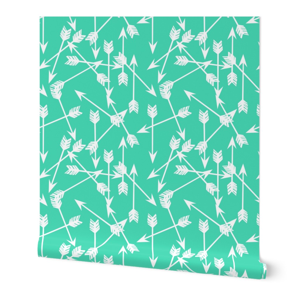 arrows scattered // bright tropical green southwest arrows print