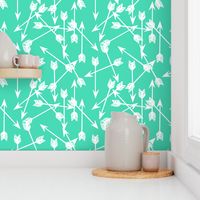 arrows scattered // bright tropical green southwest arrows print