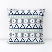 Tribal in Navy, Grey, and Mint - Triangles