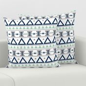 Tribal in Navy, Grey, and Mint - Triangles