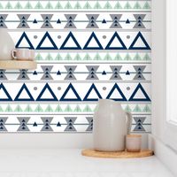 Tribal in Navy, Grey, and Mint - Triangles