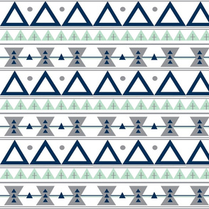 Tribal in Navy, Grey, and Mint - Triangles