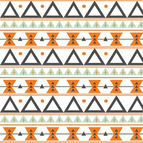 Tribal in Orange, Mint, and Charcoal - Triangles