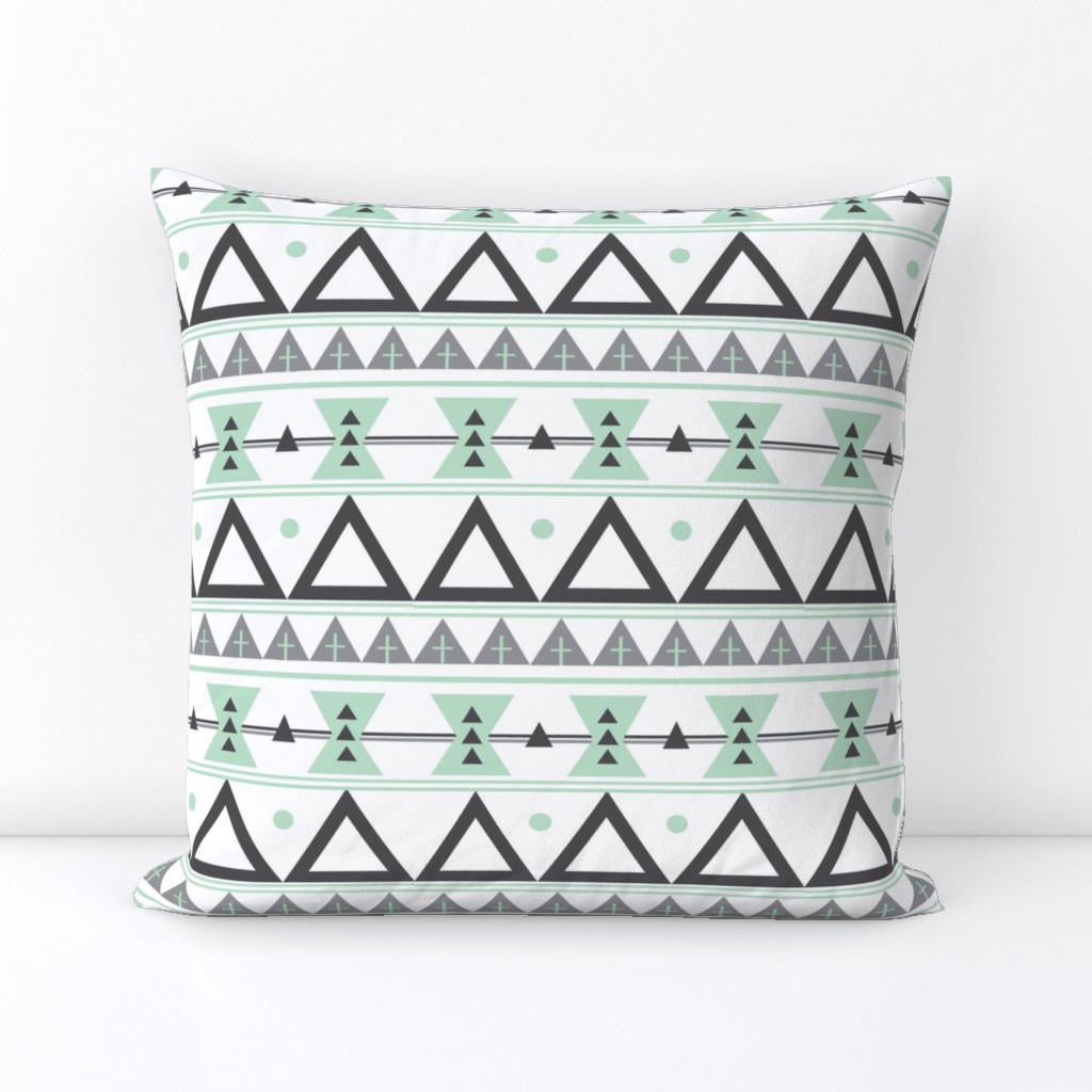 Tribal in Mint and Grey - Triangles