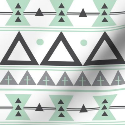 Tribal in Mint and Grey - Triangles