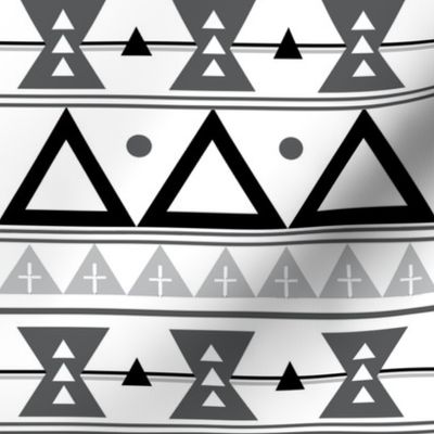 Tribal in Black, Grey, and White - Triangles